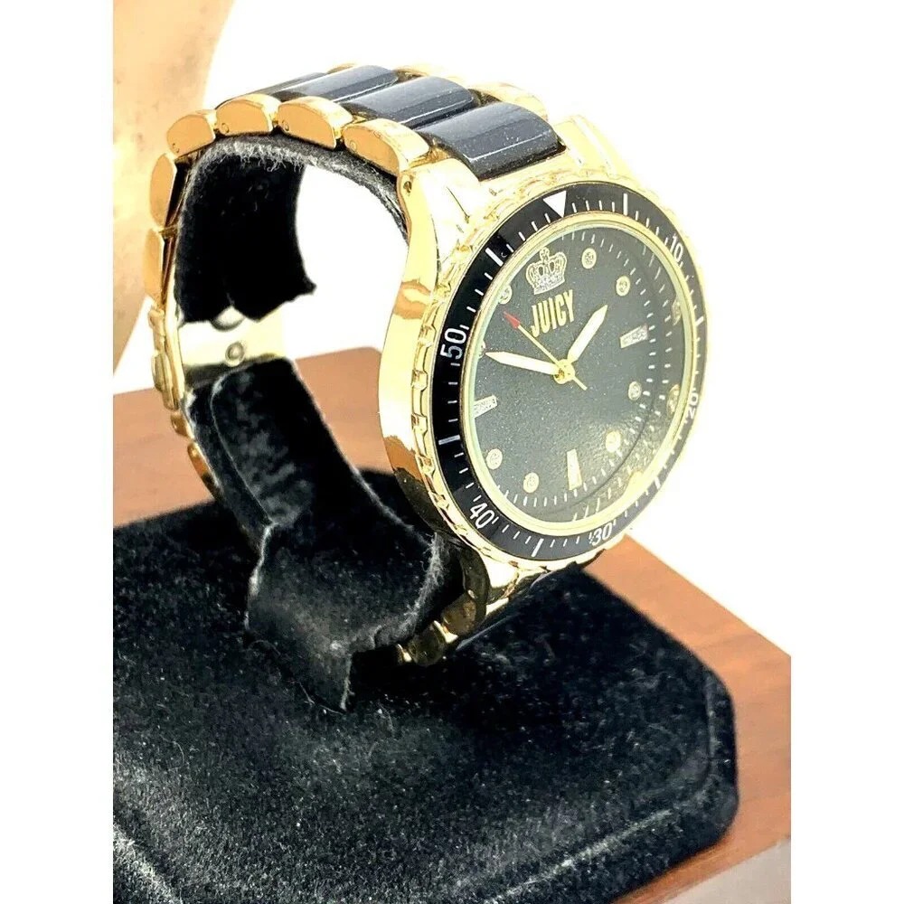 Juicy By Juicy Couture Women's Watch JC/5022 Quartz Black Gold Tone Stee…